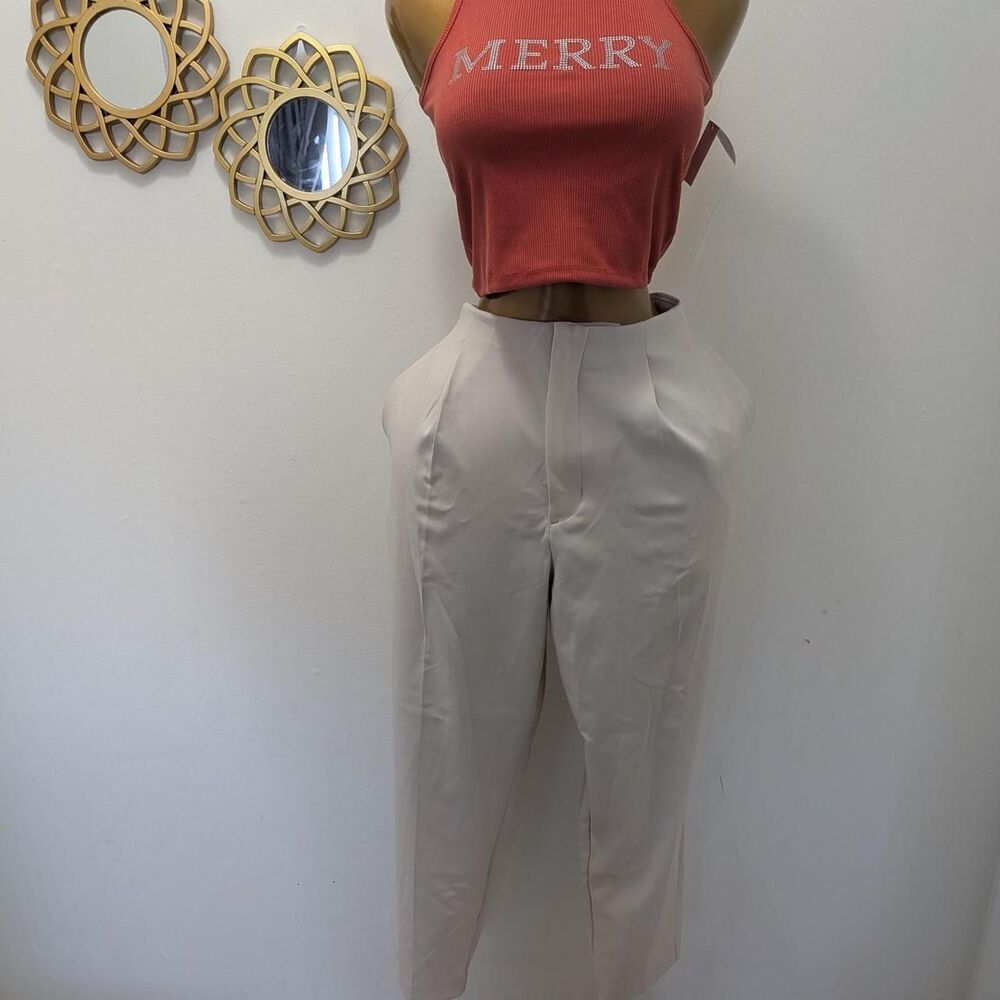 A New Day Cream High-Waisted Stretchy Tapered Leg Pants Size 17